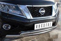 Защита переднего бампера d75х42/75х42 овал для Nissan Pathfinder 2014, Slitkoff NPZ-002018