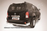 Защита заднего бампера d76+d42 двойная Nissan Pathfinder R51 (2004-2010) Black Edition, Slitkoff, арт. NIP012BE