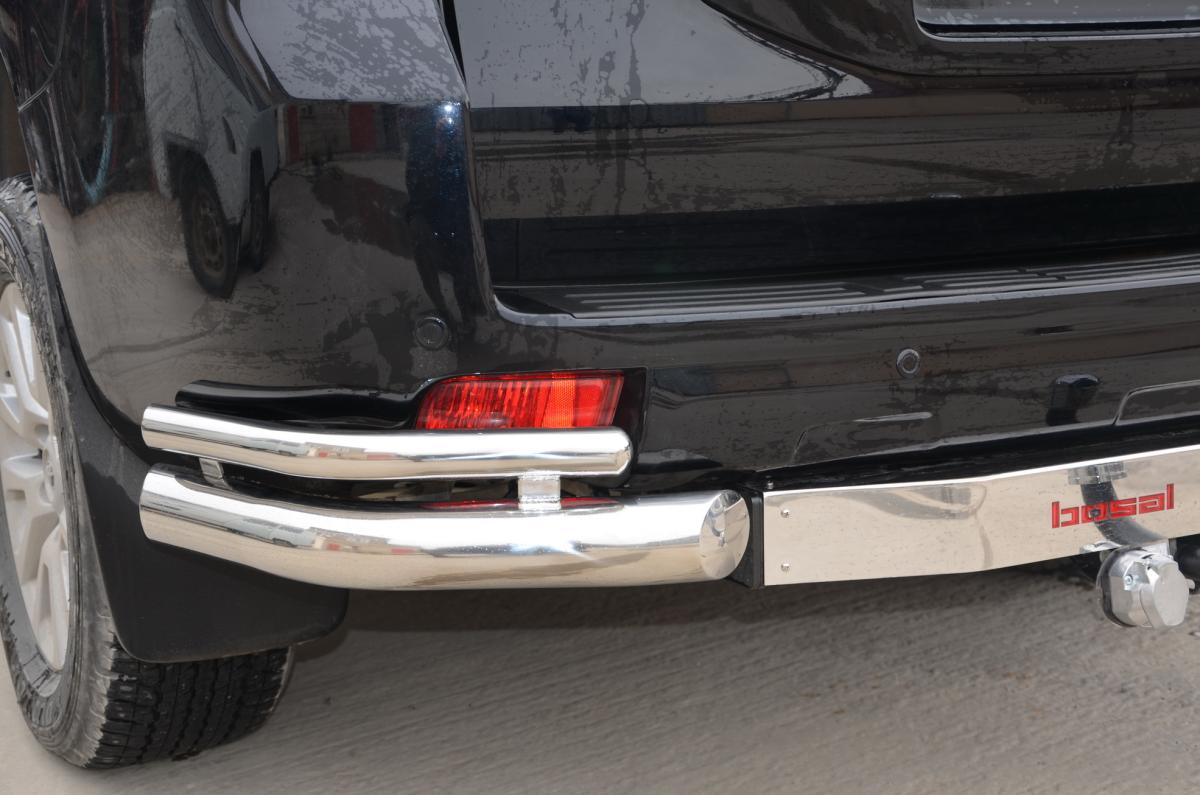 Защита заднего бампера угловая двойная под фаркоп d76/42 для Toyota Land Cruiser Prado 150 2014 (Тойота Ленд Крузер Прадо 150 2014), TLCP150.14.20-2, Россия