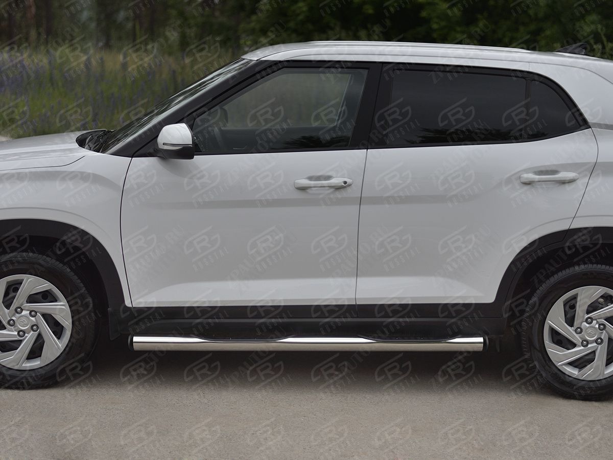 HYUNDAI CRETA 2021- Пороги труба d76 с накладкой (вариант 2) HCRT-0038242
