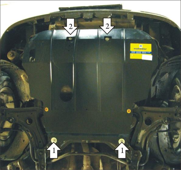 Защита стальная Мотодор (Двигатель, Коробка переключения передач), 2 мм, Сталь для SEAT Ibiza 1993-1999 арт. 02701