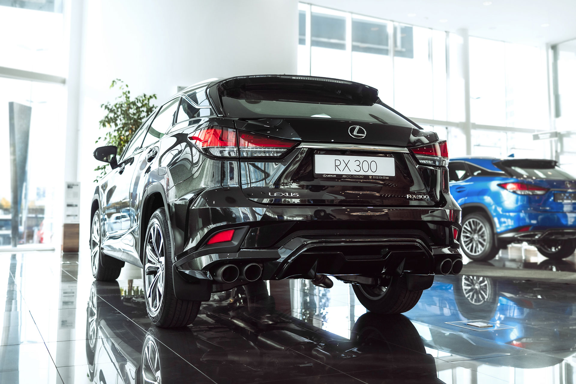 Облицовка заднего бампера в сборе с карбоновыми насадками для Lexus RX 2019-2022, MTR, арт. MTR-AL20-200543