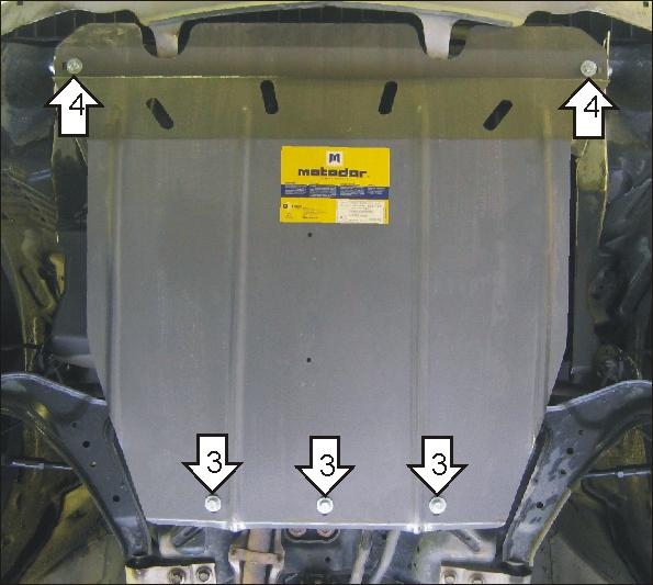 Защита стальная Мотодор (Двигатель, Коробка переключения передач), 2 мм, Сталь для Nissan Almera Tino 2000-2006 арт. 01414