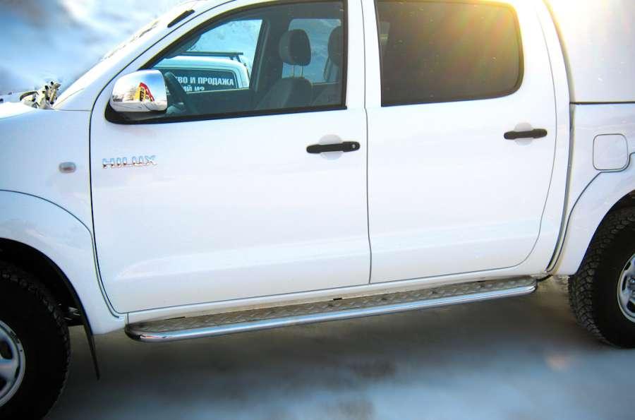 Пороги труба d42 с листом для Toyota Hilux, Slitkoff TLT-000009