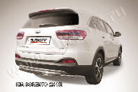 Защита заднего бампера d57+d42 двойная радиусная Kia Sorento (2014-2017) , Slitkoff, арт. KS15-012