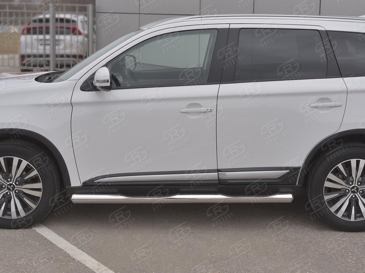 Пороги труба d76 с накладкой (вариант 3) MOT-0032043 для автомобиля MITSUBISHI Outlander 2018-, Slitkoff