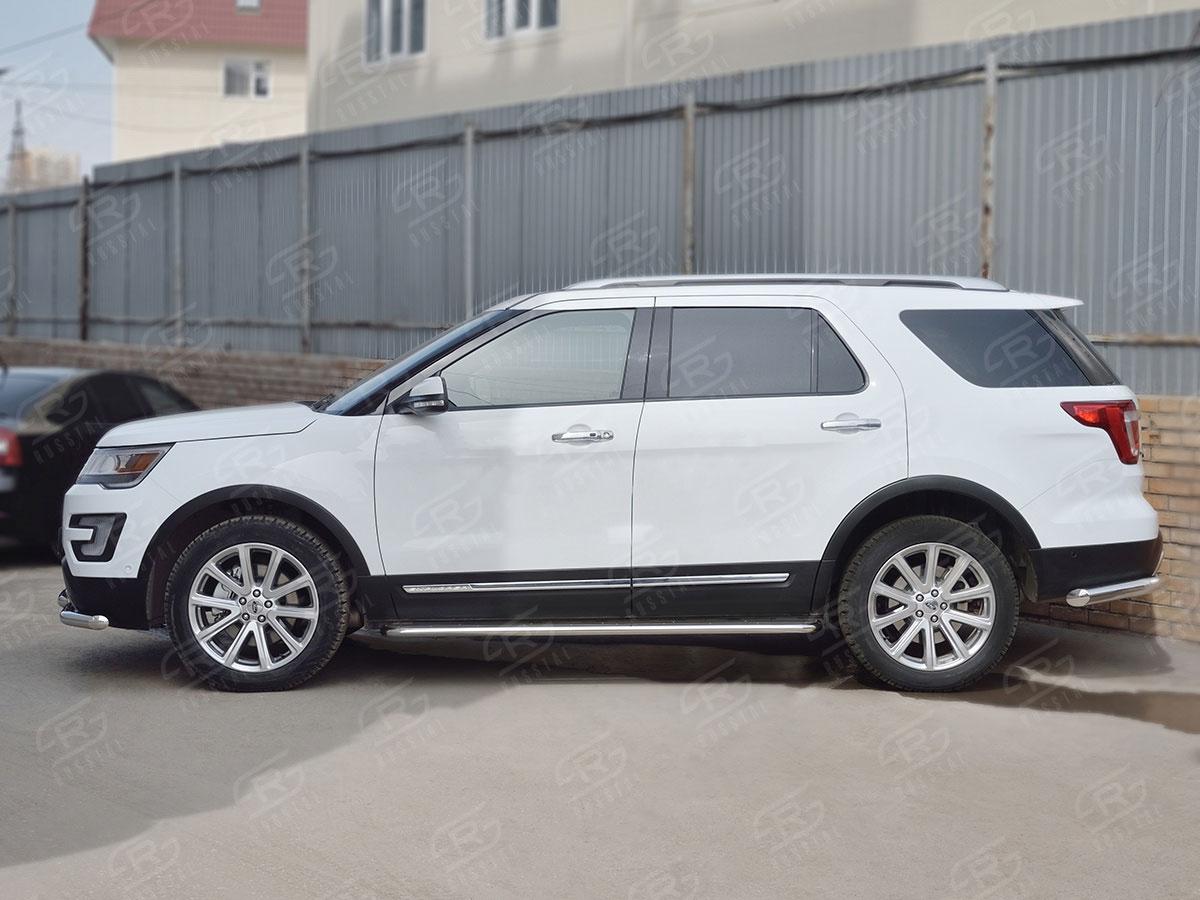 Пороги труба d42 с листом вариант 3 для Ford Explorer 2015, Slitkoff FEL-0026573