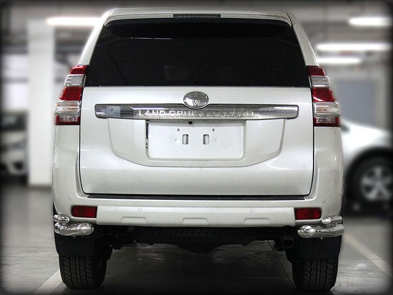 Защита заднего бампера "уголки" d-76+43 (укороченные) для Toyota Land Cruiser 150 Prado 2013, Технотек LCPR13_3