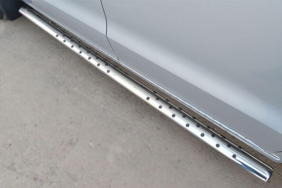 Пороги труба d75х42 овал с проступью для Volkswagen Amarok 2009-2015, Slitkoff VAKO-001564