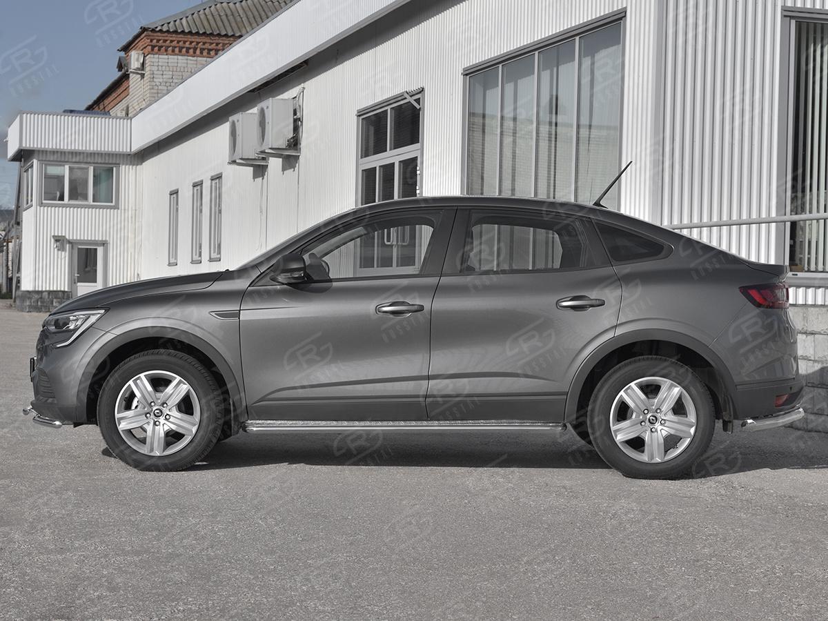 Пороги труба d42 с листом (Лист алюм, проф.сталь) (вариант 2) для автомобиля Renault Arkana арт. RARL-0033182, Slitkoff