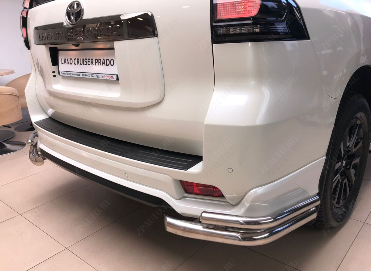 Защита заднего бампера угловая двойная для автомобиля Toyota Land Cruiser Prado 150  Black Onyx 2020 арт. TLCP150.20.20