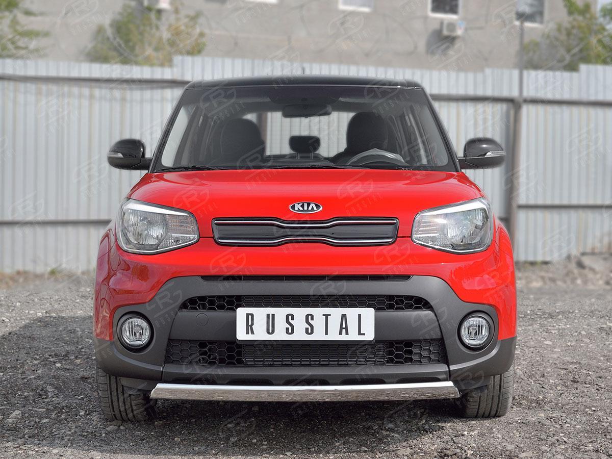 Защита переднего бампера d75х42 на KIA Soul II 2017, Slitkoff KSOZ-002751