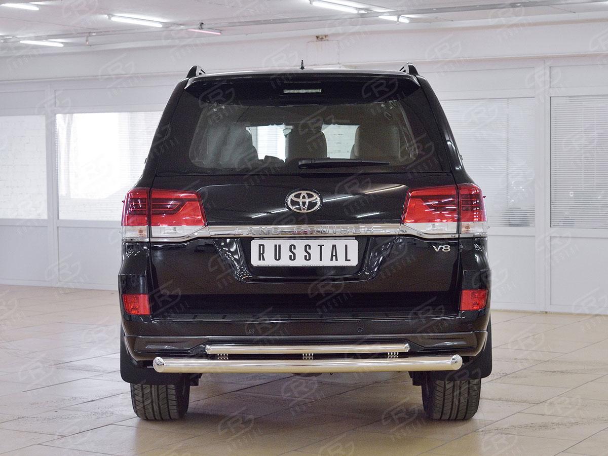 Защита заднего бампера d76/42 дугас декоративным пазом Toyota LC 200 Executive 2016, Slitkoff TLCZ-002557