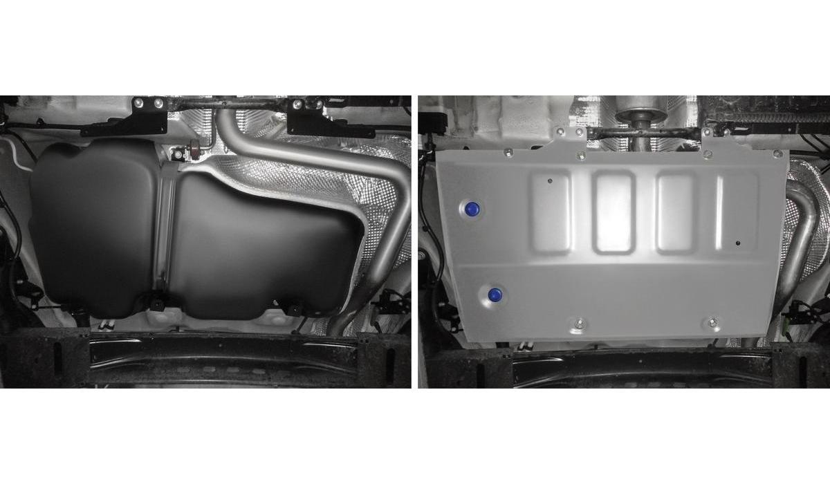 Защита топливного бака Rival для Skoda Karoq FWD 2020-н.в., штампованная, алюминий 3 мм, с крепежом, 333.5126.1