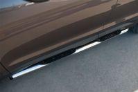 Пороги труба d76 с накладками вариант 2 для Hyundai Santa Fe Grand 2013, Руссталь HSFT-0020092