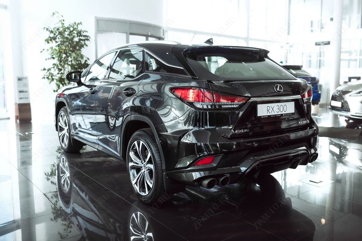 Облицовка заднего бампера в сборе с карбоновыми насадками для Lexus RX 2019-2022, MTR, арт. MTR-AL20-200543