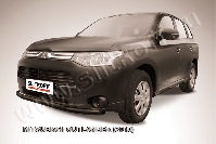 Защита переднего бампера d57+d42 двойная черная Mitsubishi Outlander (2012-2015) , Slitkoff, арт. MOUT13-002B