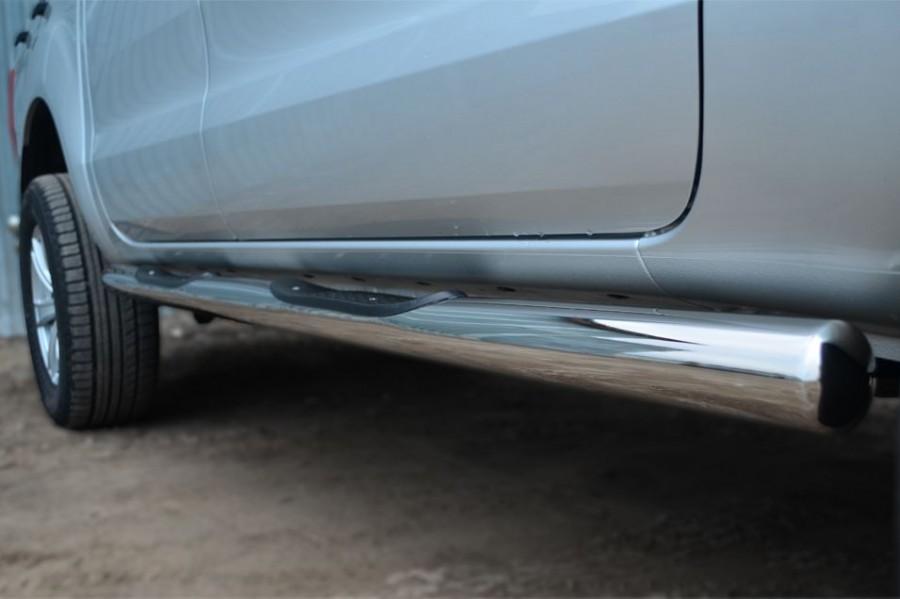 Пороги труба d76 с накладками вариант 3 для Ford Ranger 2012, Slitkoff FRT-0012983