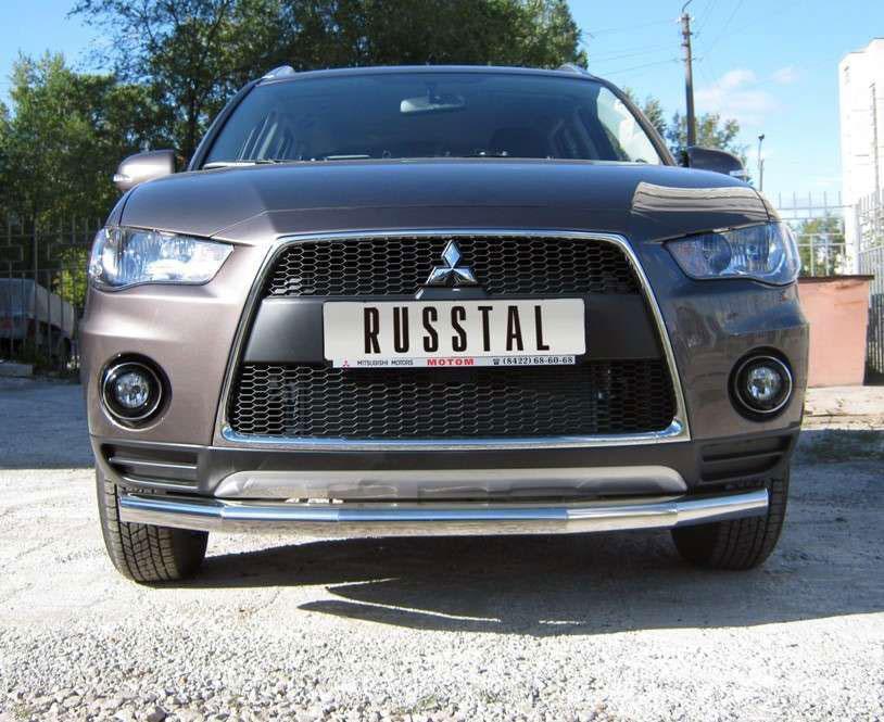 Защита переднего бампера d76 (5 секций) для Mitsubishi Outlander XL 2010, Slitkoff MNZ-000119
