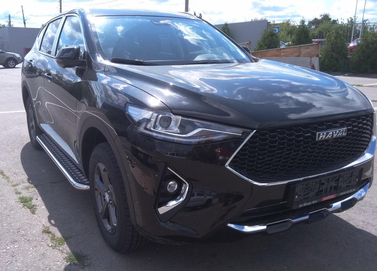 Пороги с накладным листом для автомобиля Haval F 7 2019. GWF7.19.41, Россия