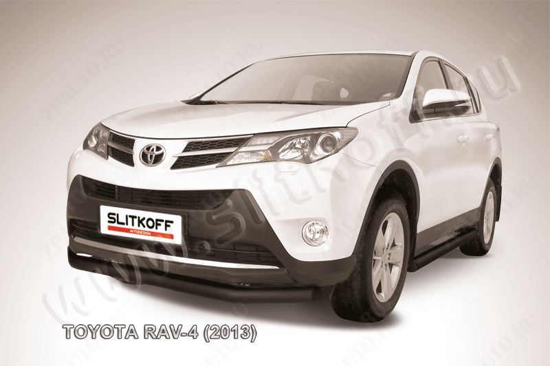 Защита переднего бампера d76 черная Toyota Rav-4 (2012-2015) , Slitkoff, арт. TR413-002B