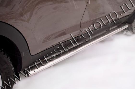 Пороги труба d75x42 овал для Toyota RAV 4 (обычная база) 2009, Slitkoff TRO-000154