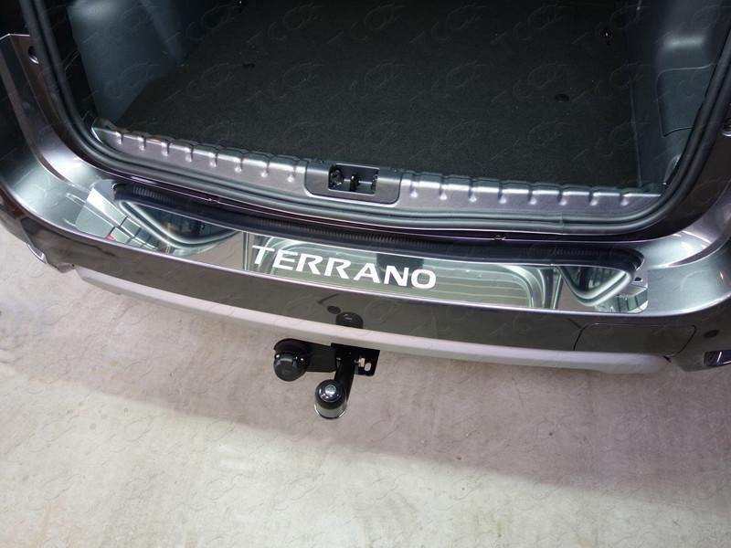 Накладка на задний бампер (лист зеркальный надпись TERRANO) для автомобиля Nissan Terrano 2014-