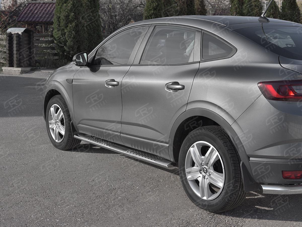 Пороги труба 120х60 овал с проступью для автомобиля Renault Arkana арт. RARO-003316, Slitkoff