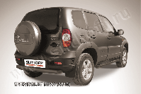 Защита заднего бампера d76 радиусная черная Chevrolet Niva (2009-2020) , Slitkoff, арт. CHN10-009B