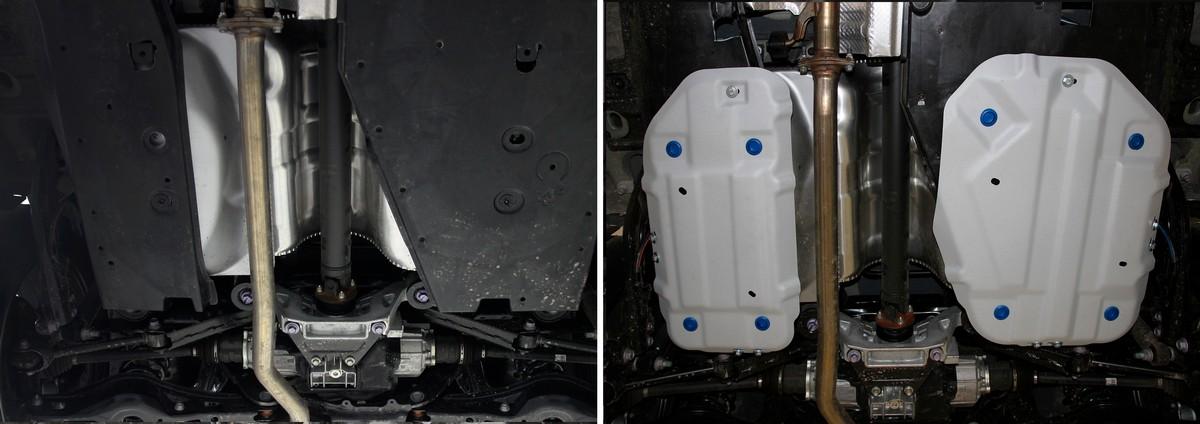 Защита топливного бака Rival для Toyota RAV4 XA50 2019-н.в., штампованная, алюминий 3 мм, с крепежом, 2 части, 333.9535.1
