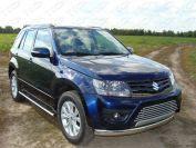 Защита передняя овальная (длинная) 75х42 мм для автомобиля Suzuki Grand Vitara 5D 2012-, TCC Тюнинг SUZGV5D12-09