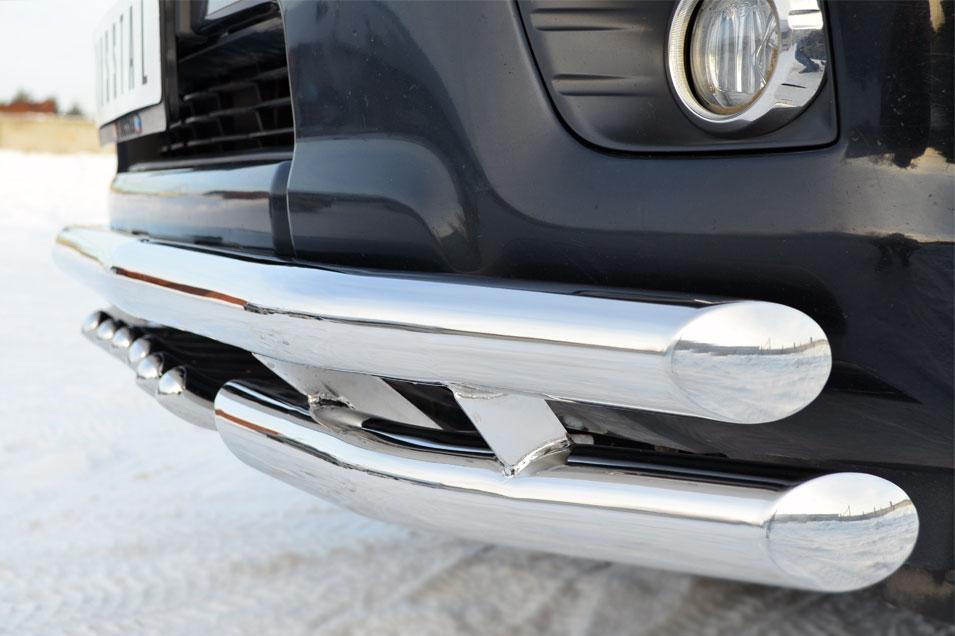 Защита переднего бампера двойная d57/57 уголки с зубами для Toyota Land Cruiser Prado 150, Slitkoff PNZ-001615