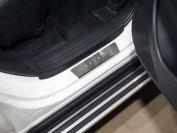 Накладки на задние пороги (лист шлифованный надпись Infiniti) 2шт для автомобиля Infiniti QX 50 2018-
