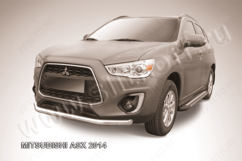 Защита переднего бампера d76 Mitsubishi ASX (2012-2016) Black Edition, Slitkoff, арт. MAS14-003BE