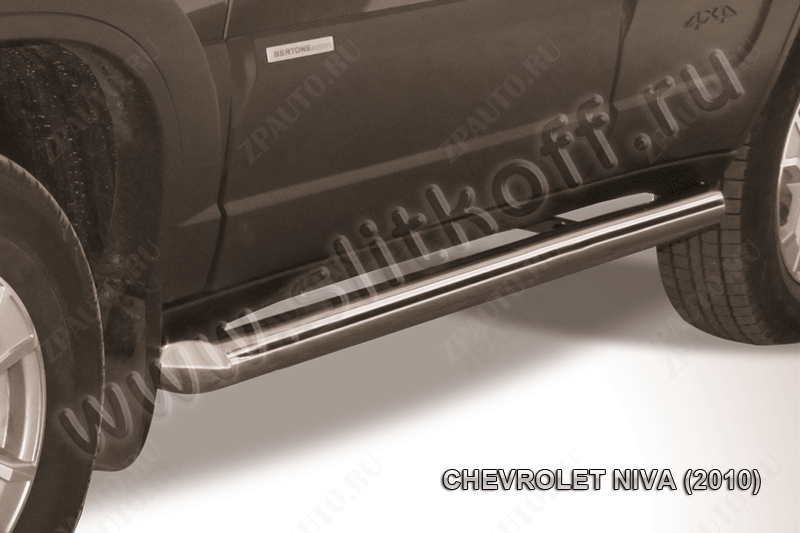 Защита порогов d76 труба Chevrolet Niva (2009-2020) , Slitkoff, арт. CHN10-007