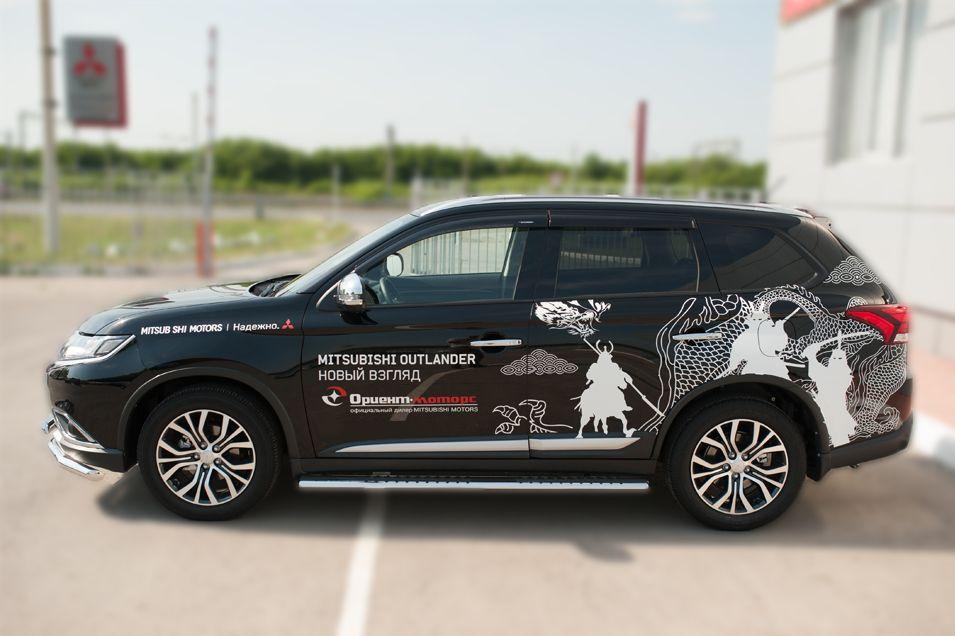 Пороги труба 120х60 овал с проступью для Mitsubishi Outlander 2015, Slitkoff MOO-002110