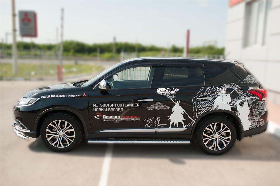 Пороги труба 120х60 овал с проступью для Mitsubishi Outlander 2015, Руссталь MOO-002110