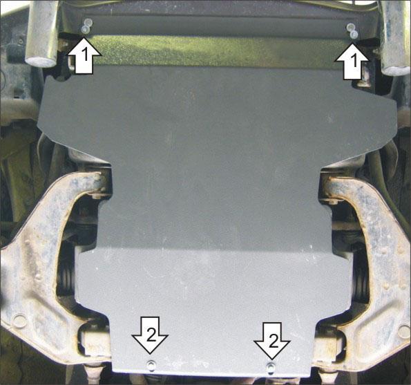Защита стальная Мотодор (Двигатель, Передний дифференциал), 3 мм, Сталь для Hyundai Terracan 2001-2006 арт. 10901