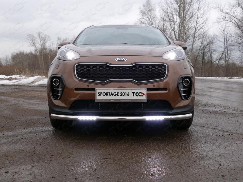 Защита передняя нижняя (с ДХО) 60,3 мм для автомобиля Kia Sportage (QL) 2016-2018, TCC Тюнинг KIASPORT16-22