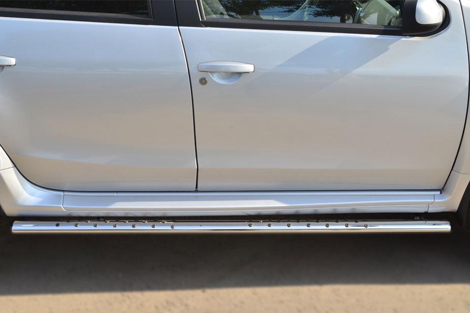 Пороги труба d75х42 овал с проступью для Nissan Terrano 2014, Slitkoff NTRO-001793