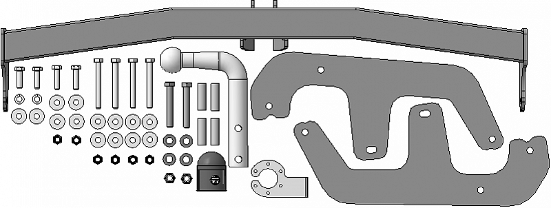 Фаркоп Renault Sandero Stepway 2009-2014, тип шара A, MOTODOR, арт. R104A