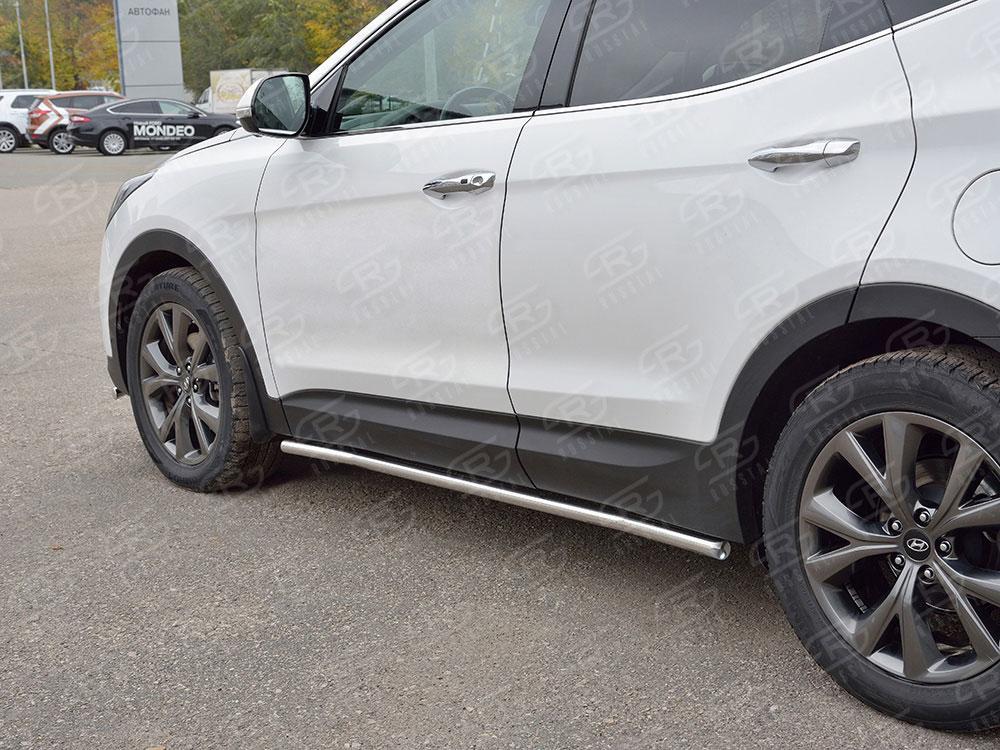 Пороги труба d42 вариант 3 для Hyundai Santa Fe 2015, Slitkoff HSFPT-002450