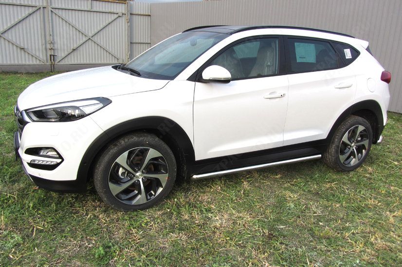 Защита порогов d57 труба Hyundai Tucson 4WD (2015-2018) , Slitkoff, арт. HT4WD15004