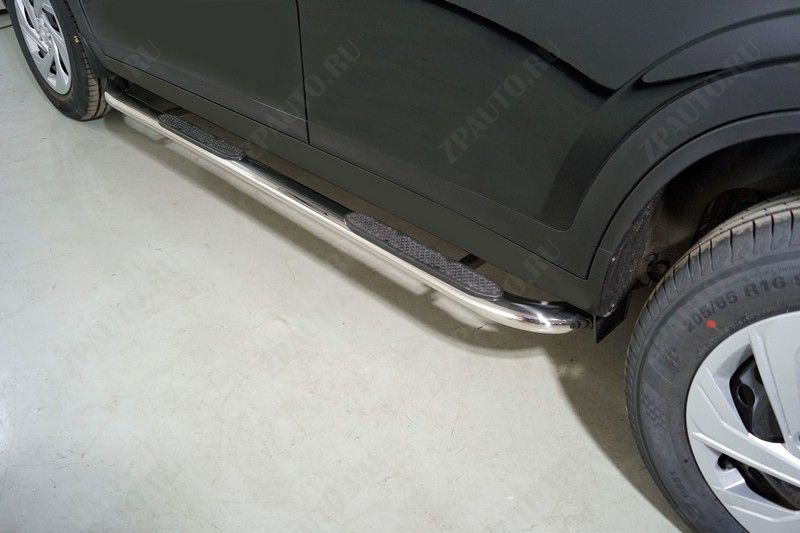 Пороги овальные гнутые с накладкой 75х42 мм Haval DARGO 2022- арт. HAVDAR22-19