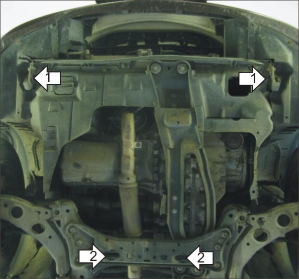 Защита стальная Мотодор (Двигатель, Коробка переключения передач), 2 мм, Сталь для Mazda 626 IV 1991-1997 арт. 01106