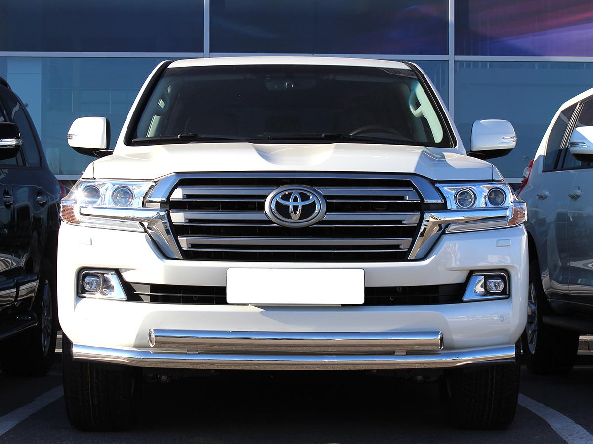 Защита переднего бампера d-76+76х43 радиусная двойная (верхняя труба овальная) для автомобиля Toyota Land Cruiser 200 EXECUTIVE LOUNGE 2018-наст.вр., Технотек, арт. LCN18_4.3EXL