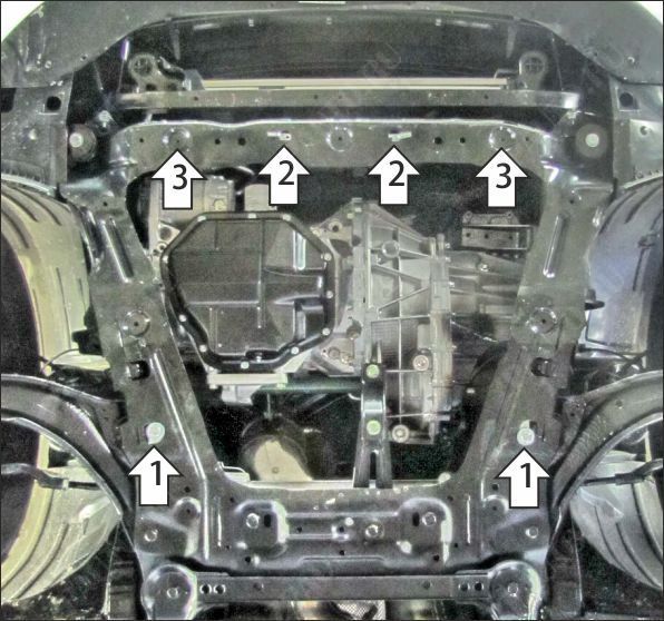 Защита стальная Мотодор (Двигатель; КПП), 2 мм,  Nissan Qashqai +2  2008-2014 арт. 71410