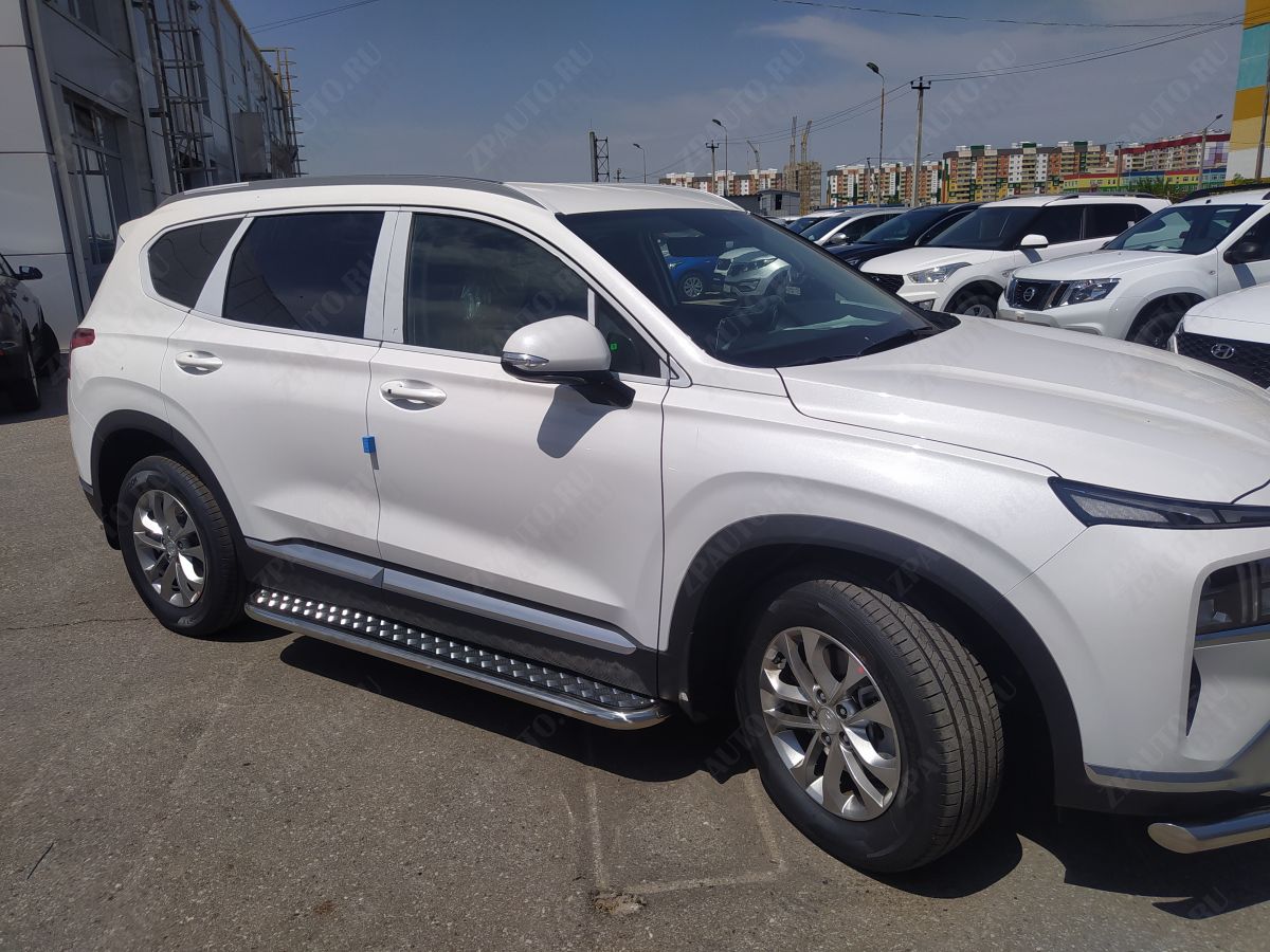 Пороги с накладным листом для автомобиля HYUNDAI Santa Fe 2021 арт. HYSF.21.41