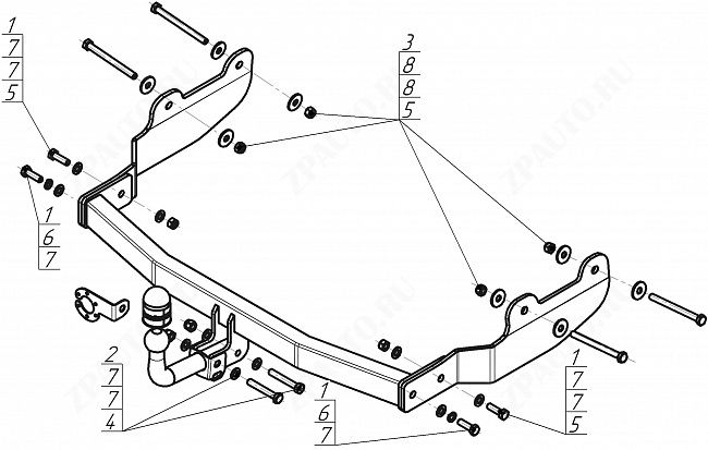 Фаркоп Hyundai Staria 2022-, тип шара A , Motodor, арт.90917-A