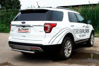 Защита заднего бампера d57 Ford Explorer (2015-2018) Black Edition, Slitkoff, арт. FEX15009BE